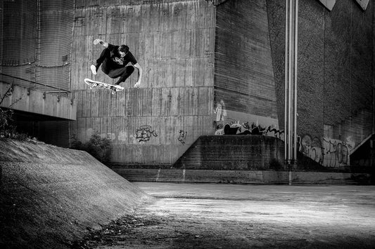 Dylan Rieder, frontside heelflip, Cologne Germany, Huf Stoops Euro Tour 2013 — Thrasher tribute cover — fine art skate photography print by David Broach