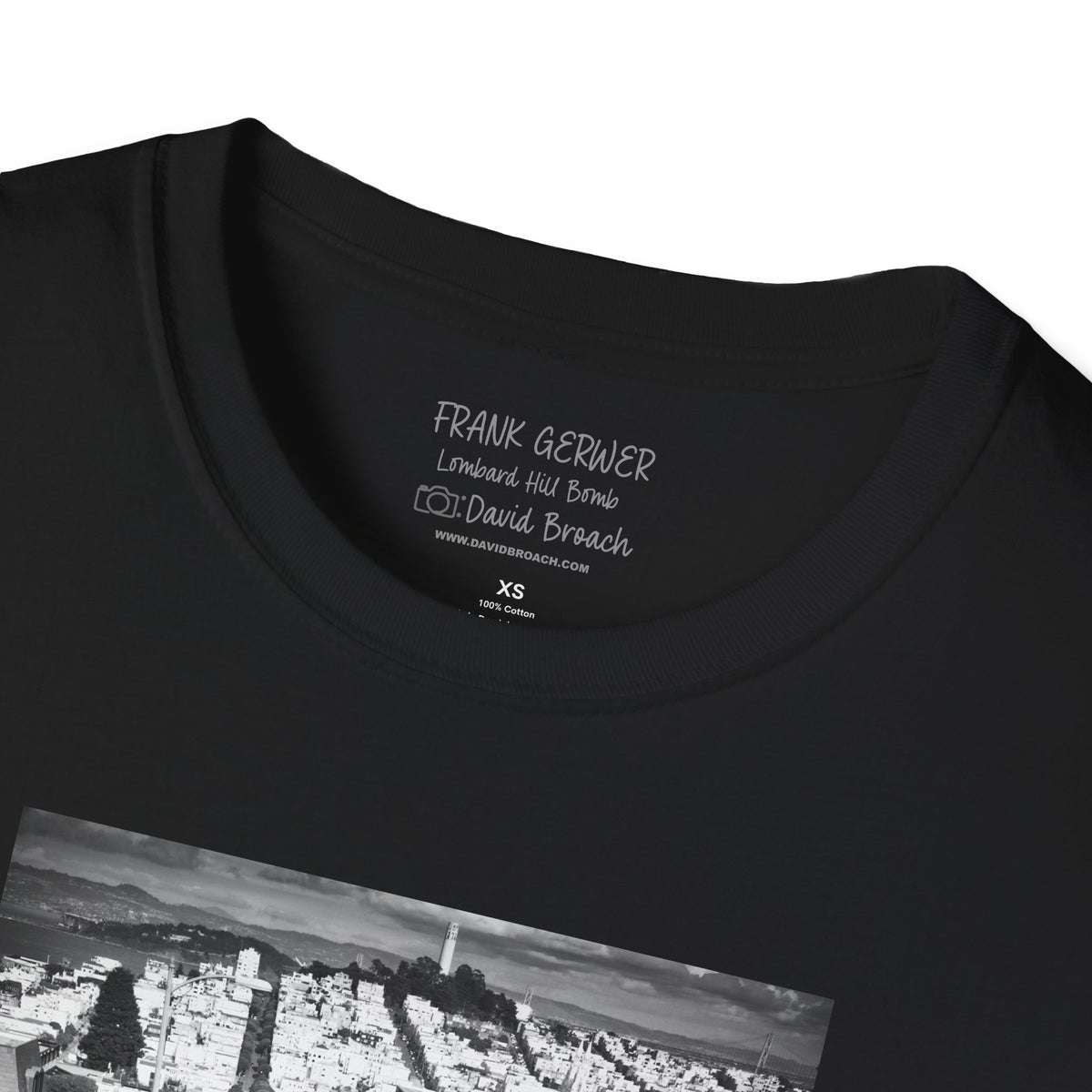 Frank Gerwer, bombing Lombard Street, San Francisco, March 2010, black and white — David Broach Photography skate t-shirt